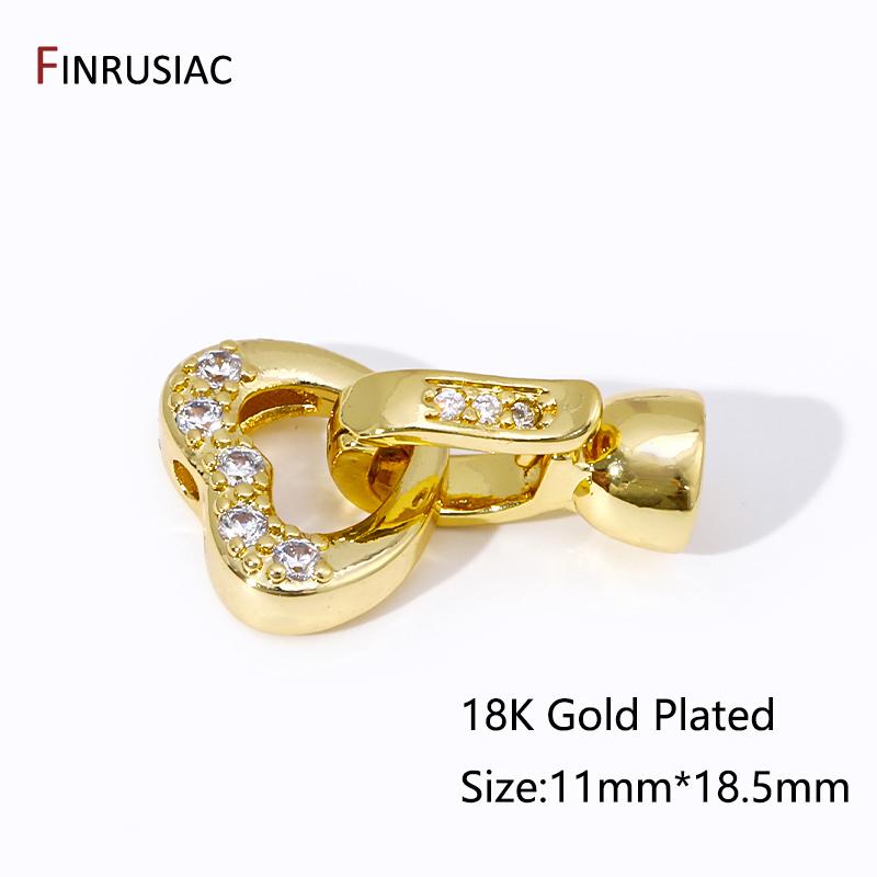 

18K Gold Plated Brass Heart Pearl Clasps Connector Fastener,Inlaid Zircon Closure Lock Clasps For Jewelry Making Supplies 1 PCS