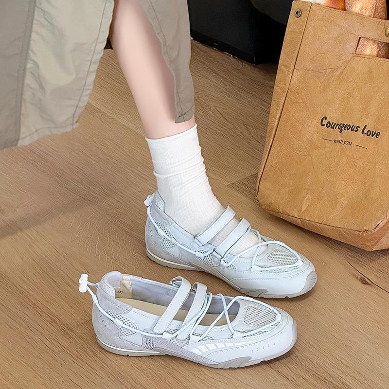 

Super soft flat ballet shoes for women s summer new breathable mesh shallow mouth Mary Jane single shoes tide 39 синій