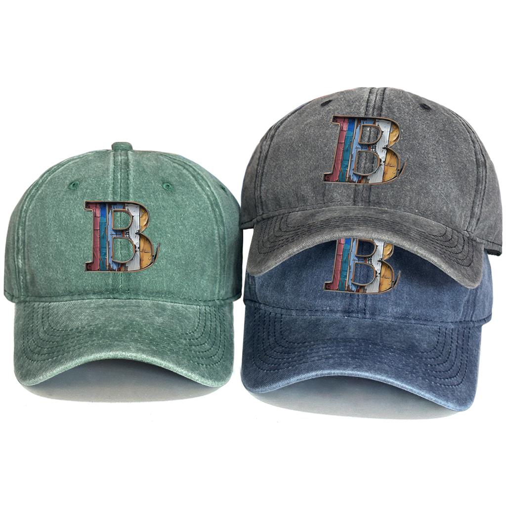 3D Artwork Alphabet A-Z Print Unisex Snapback Baseball Hat Washed Cotton Non-Stretch Fabric Baseball Cap Adjustable Sun Hat
