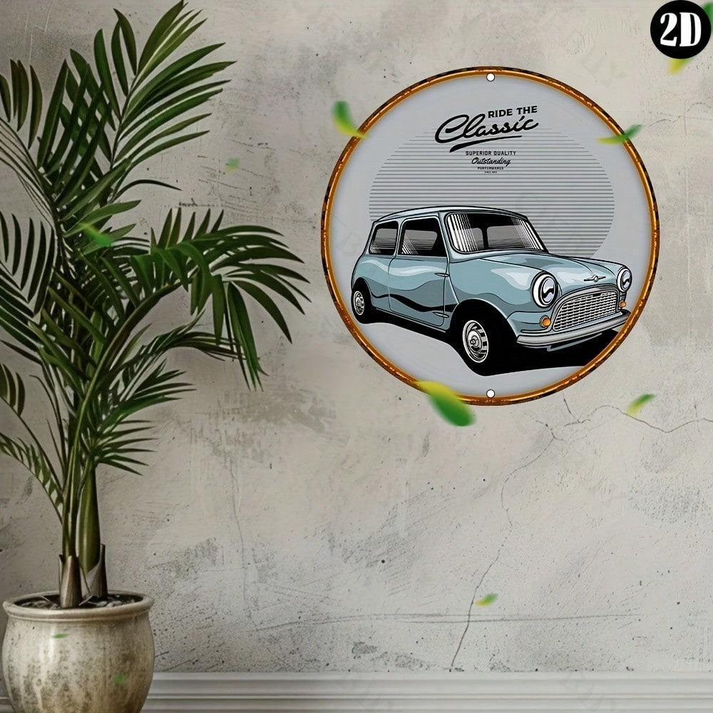 Segno di Latta Metallica per Auto d'Epoca Mini Cooper Classica Decorazione Murale per Casa Ufficio Bar Caffè