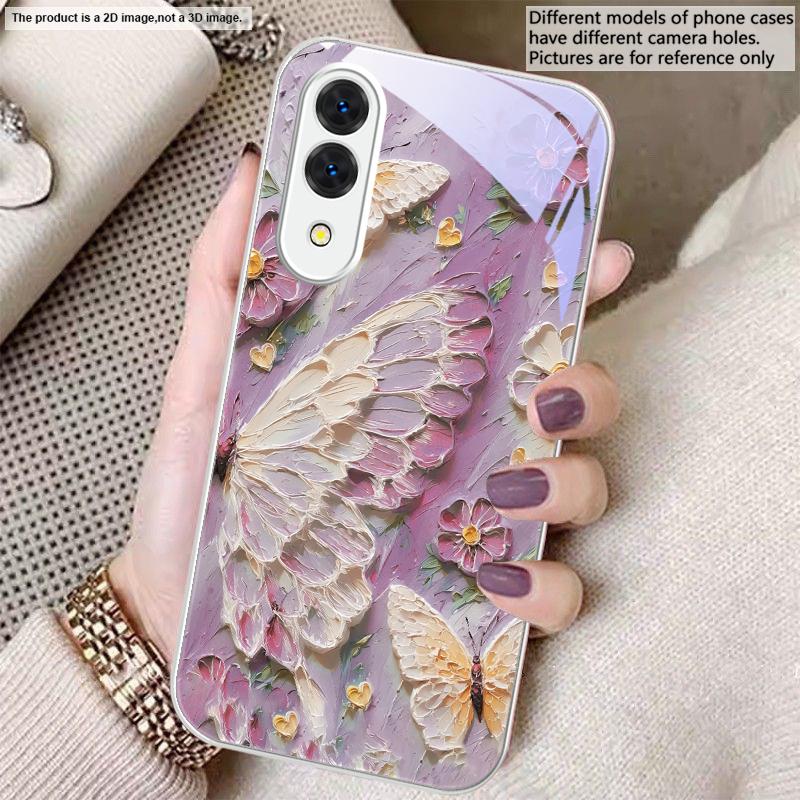 Oil Painting Butterfly For Samsung S26 S22 S8 S9 S10 S20 Ultra S21 Pro S22 Plus S23 FE S24Ultra S25 Edge S24+ Glass Phone Case