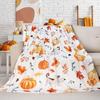 Fall Orange Pumpkin Throw Blanket Thanksgiving Harvest Lightweight Flannel Fleece Throw Blanket Autumn Happy Dog Throw Blankets Cozy Fuzzy Plush