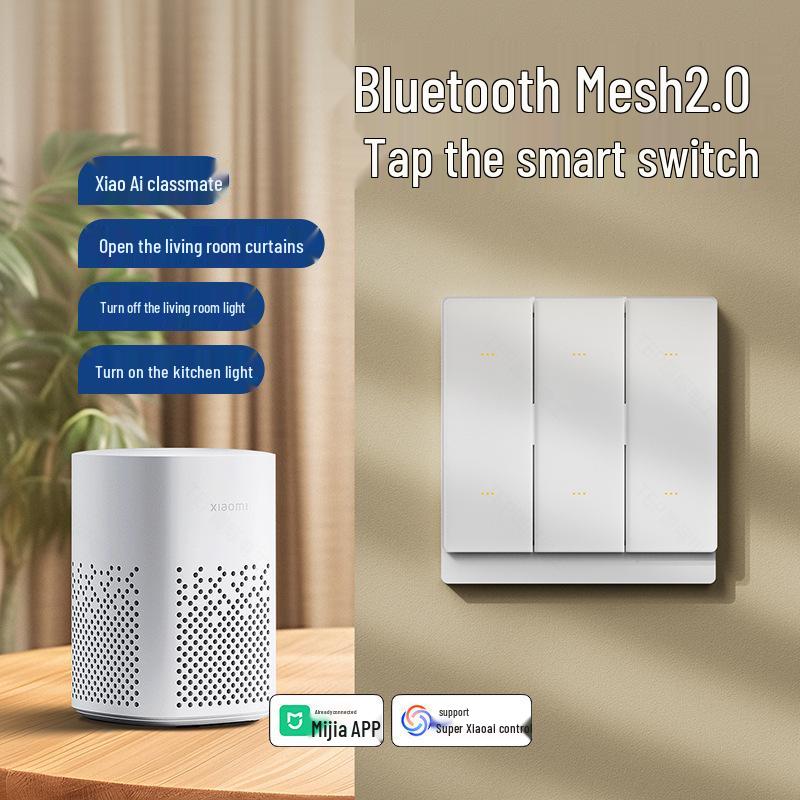 Mijia App-Connected Ultra-Thin Smart Voice Remote Glass Switch Panel with Mesh 2.0 Integration