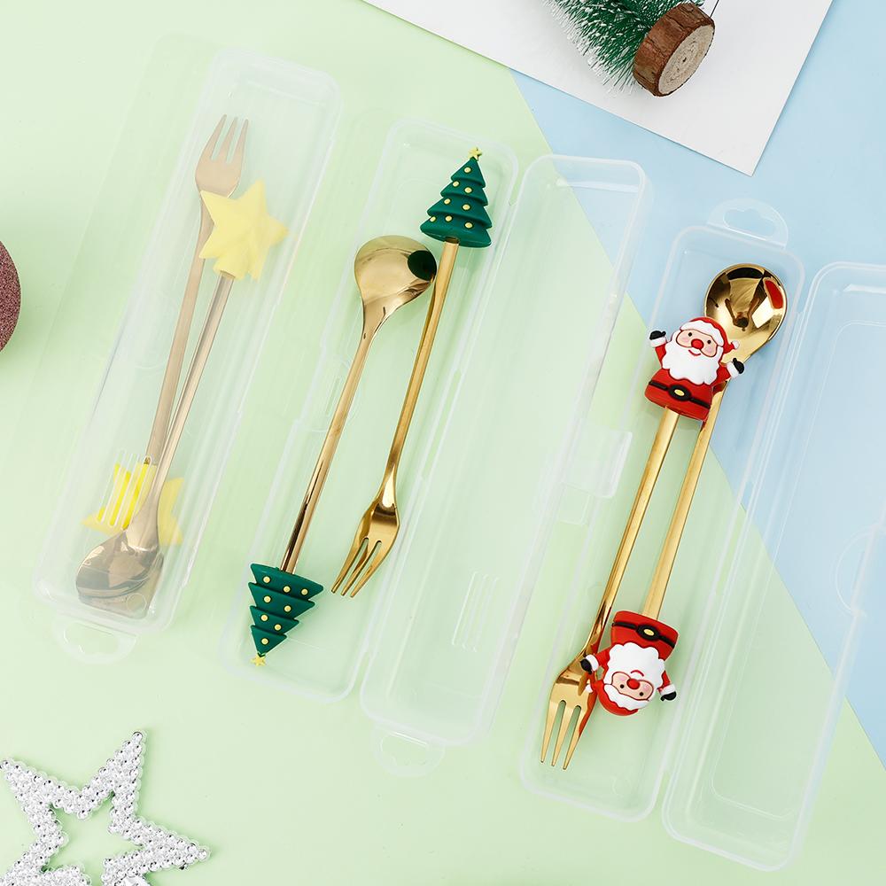 Christmas Dessert Fork and Spoon Set