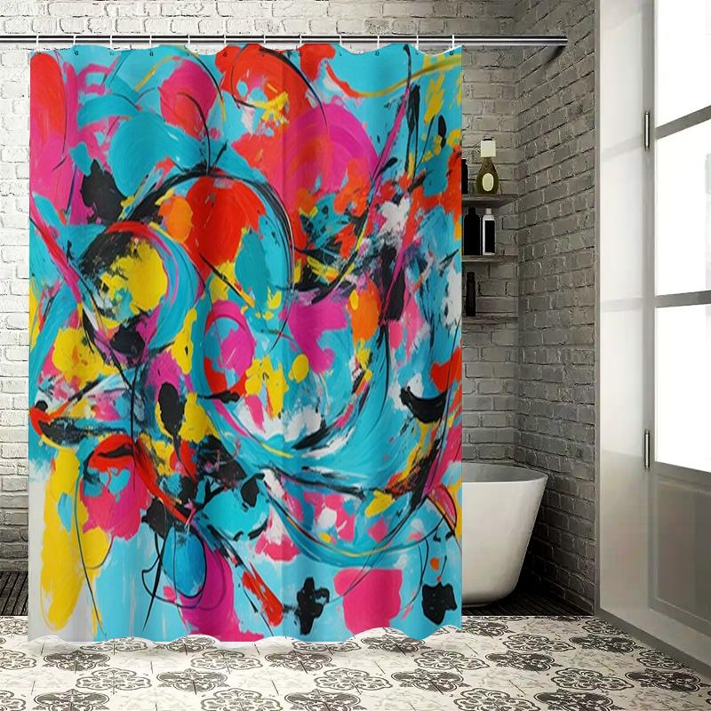 

Brightly Colored Abstract Shower Curtain for Bathroom Decor Modern Bathtub Cover in Multiple Sizes 90x180cm