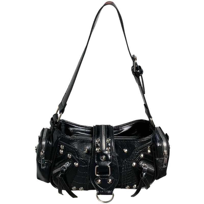 Sweet Cool Spice Girl Underarm Bag Niche Design Sense Versatile Heavy Industry Locomotive Bag Retro Commuter Shoulder Crossbody Bag Female