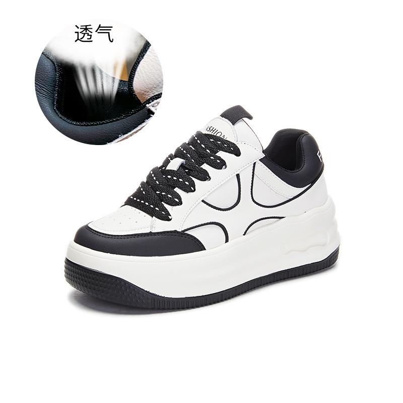 

Leather white shoes women s 2025 spring new flat shoes women s versatile casual shoes women s thick baseplate shoes sports women s shoes 40
