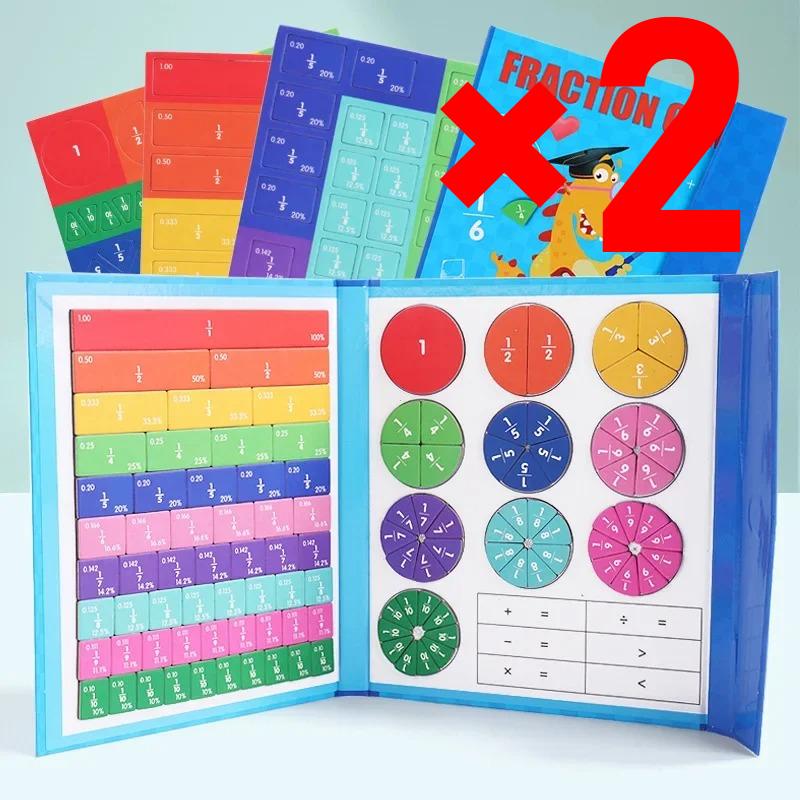 Juguete Matemático de Aprendizaje de Fracciones Montessori Ayudas Didácticas Magnéticas de Aritmética Libro de Madera Juguetes Educativos para Niños Regalo de Navidad