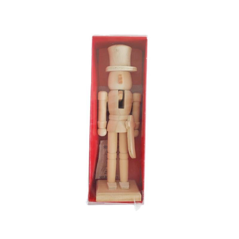 18Cm Unfinished Wooden Nutcracker Blank Soldier Doll With Paint Brush Pigment Diy Painting Craft For Christmas Home Decoration