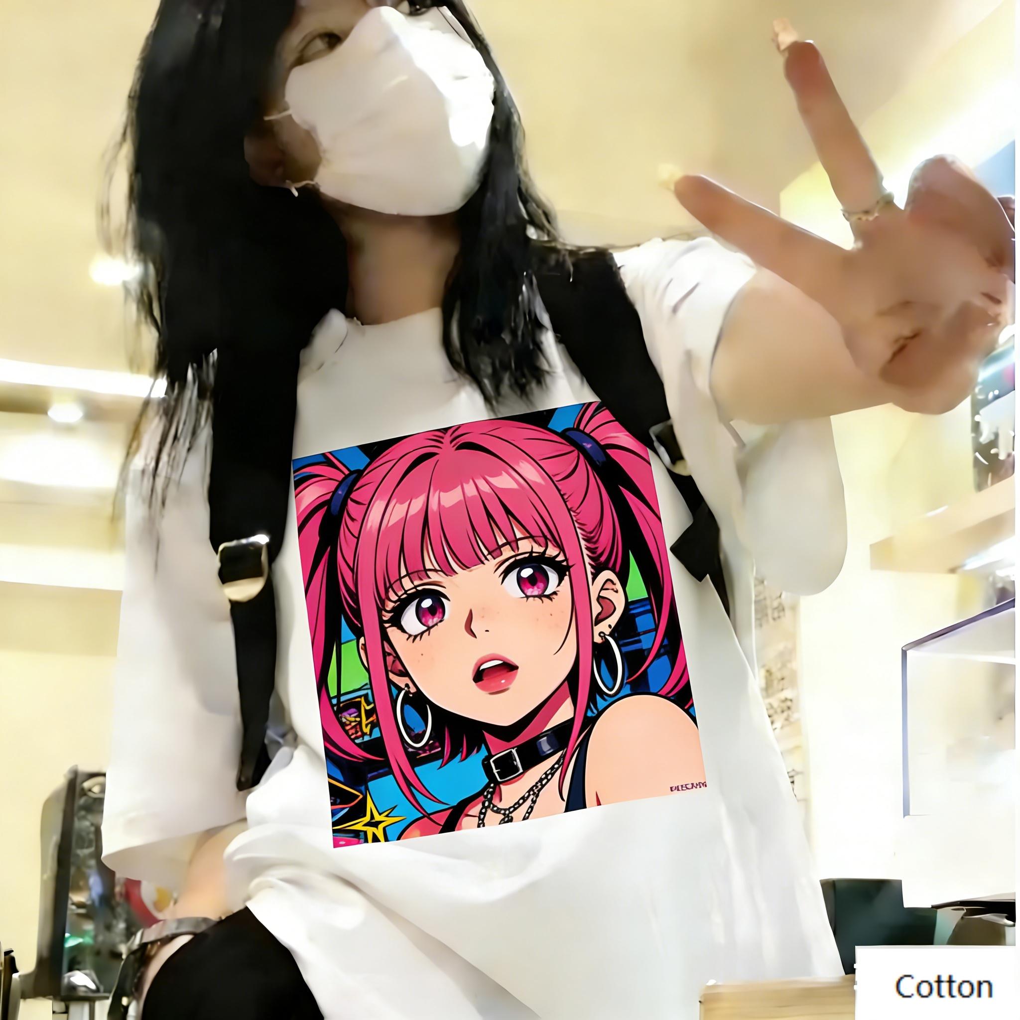 

Streetwear Unisex Cotton TShirt Featuring Edgy Dark Anime Girl Design Retro Cool Style Top for Subculture Enthusiasts M