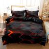 Colorful Glowing Polygonal Grid Pattern Bedding Set  Duvet Cover Set with Pillowcases King Queen Twin Double Size Comforter Set