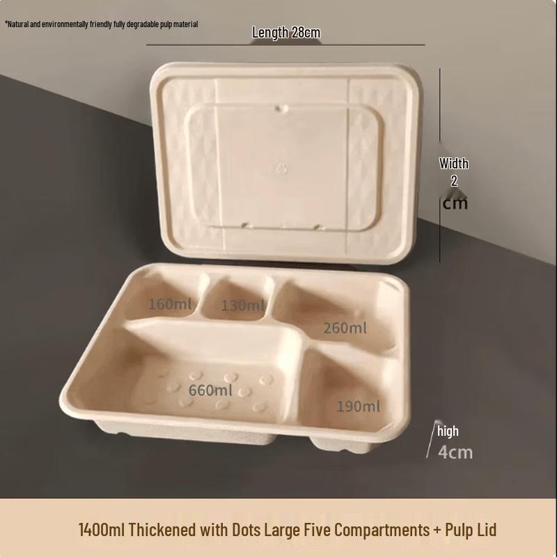 Mu Baisen Disposable 5-Compartment Takeout Meal Boxes