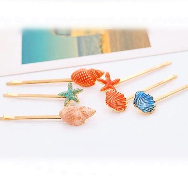 6pcs Korean Jewelry Retro Sea Shells Starfish Hairpin Side Clip Hair Accessories