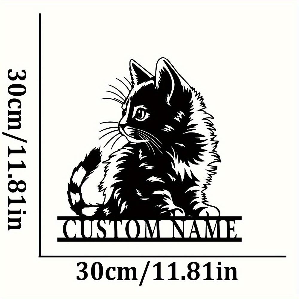 Black Wrought Iron Cat Art Deco Surname Sign Personalized Wall Decor