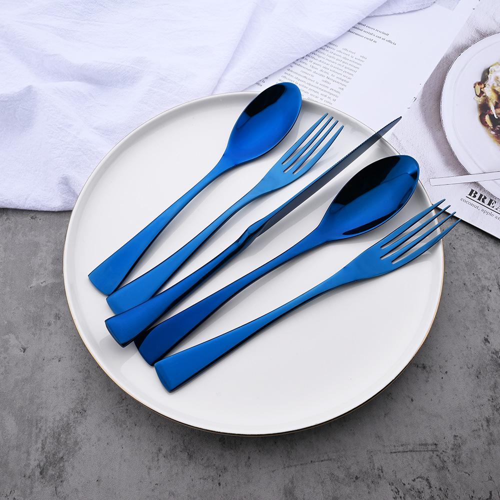 24 stk Svart Spisebestikk 18/10 Rustfritt Stål Bestikksett for 6 Biffkniv Gaffel Skje Teskje Sølvtøy Bestikksett Mat Bordbestikk