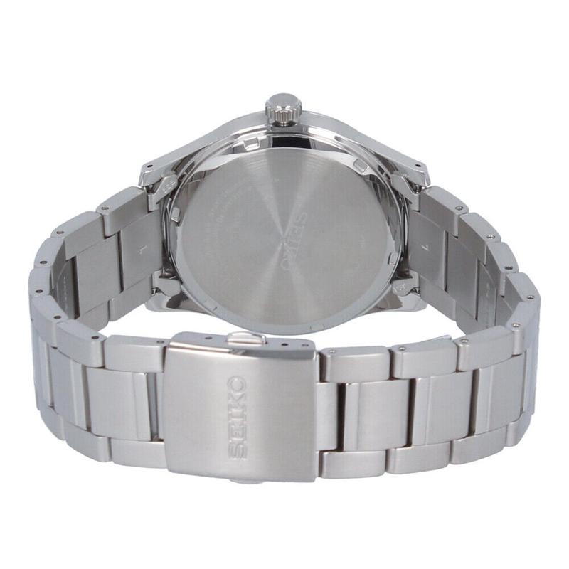 SEIKO 100 meters waterproof Quartz Steel Strap 39.5mm men's watch black dial SUR535
