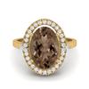 6.5 Ctw Oval Smoky Quartz 925 Sterling Silver Gold Vermeil Cocktail Women Engagement Ring