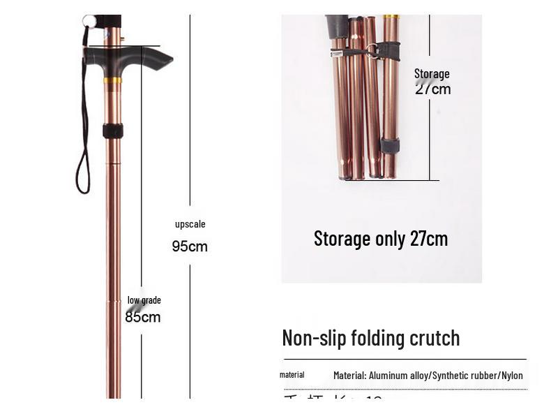 Five-Section Folding Ultra-Short Trekking Poles with T-Handle and Adjustable Telescopic Design for Hiking and Mountaineering