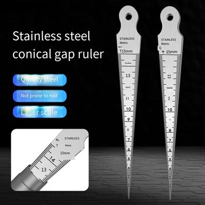 1PC Aperture Ruler Taper Ruler High-precision Stainless Steel Clearance Ruler 1-15mm Stainless Steel Inner Diameter Ruler, Wedge Gauge