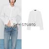 Fall New Women's Clothing French Minimalist Style Lapel Tied String Decoration Poplin Long Sleeves Shirt 3666164