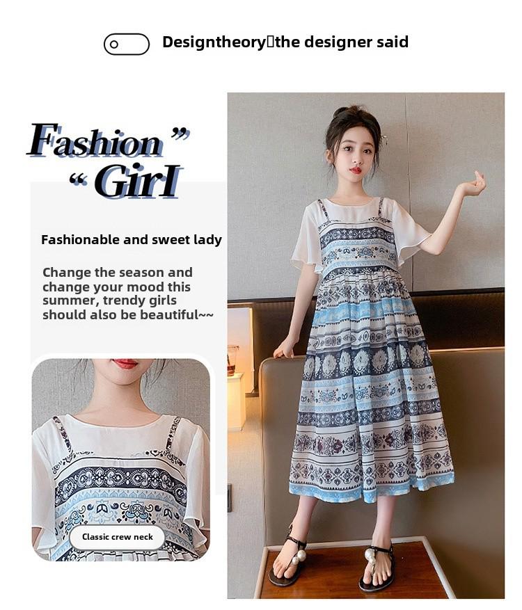 Sommermode für Mädchen: Neuer Stil Zweiteiliges Träger-Prinzessinnenkleid