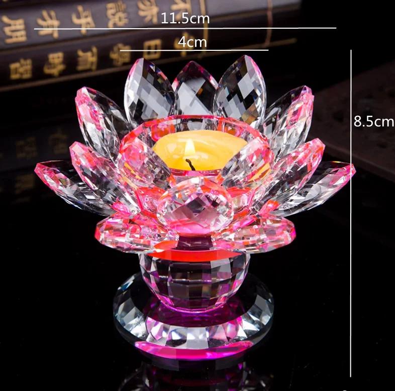 Household Colorful Crystal Lotus Candlestick, Butter Lamp Holder, Buddha Offering Lamp, Interior Decoration, Buddha Hall, Prayer