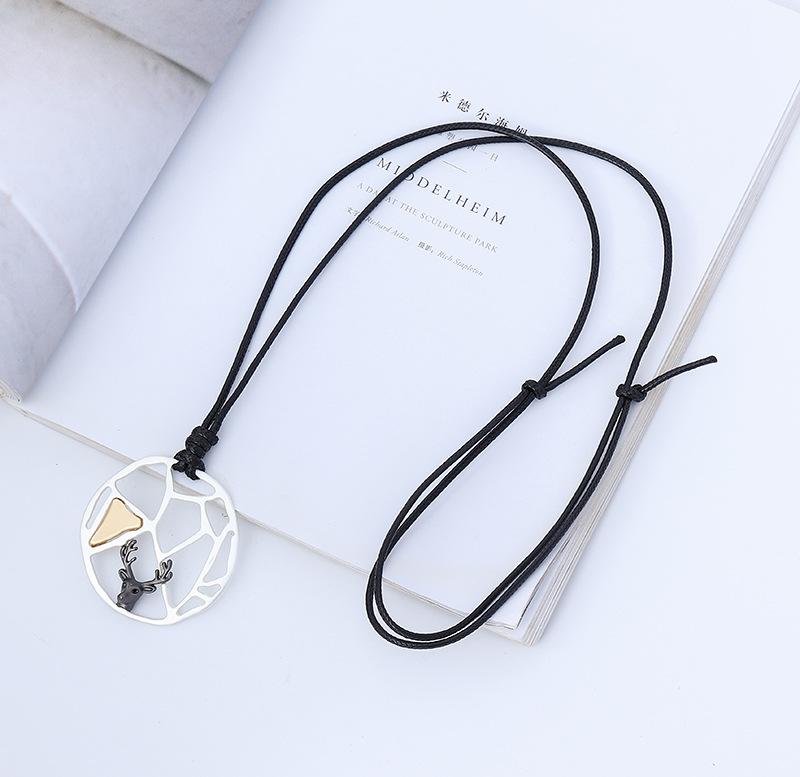 Premium Sweater Chain Retro Deer Head Fashion Necklace Women S Versatile Long Necklace