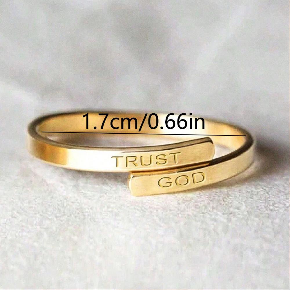 Elegante Vintage "TRUST GOD" Verstelbare Twee-Laags Roestvrij Staal Ring Dagelijks & Cadeau Gelegenheid, Alle Seizoenen voor Vrouwen en Mannen Sieraden