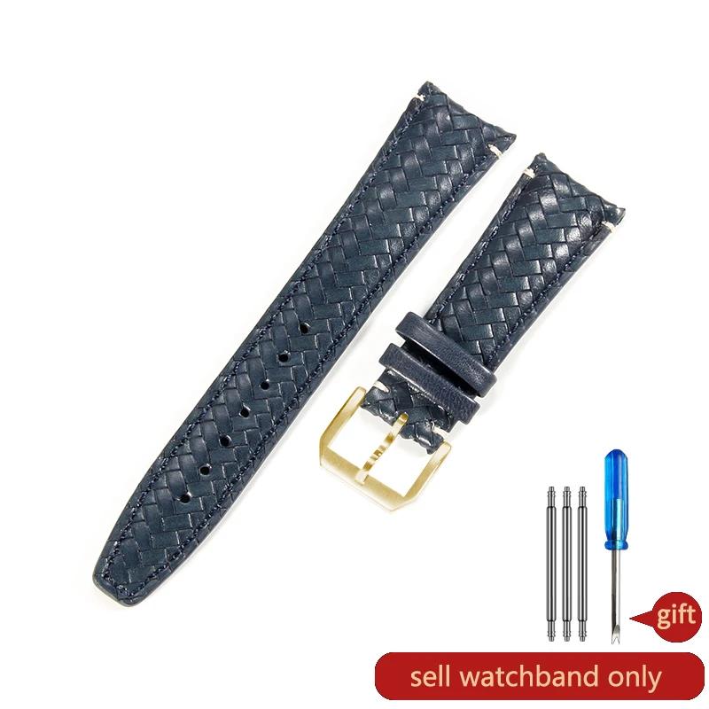 Für IWC Portugieser Serie IW503312 IW500713 IW371614 Elastische Wasserdichte Schweißfeste Gewebte Echte Rindsleder Uhrenarmbänder 20 22mm