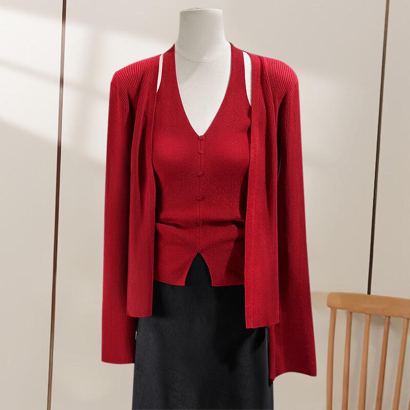 Women s Elegant Long Sleeve & Camisole Two-Piece Set One Size