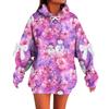 Ladies' Christmas Printed Bow Long Sleeved Loose Fitting Headband With Rope Hooded Sweatshirt Top