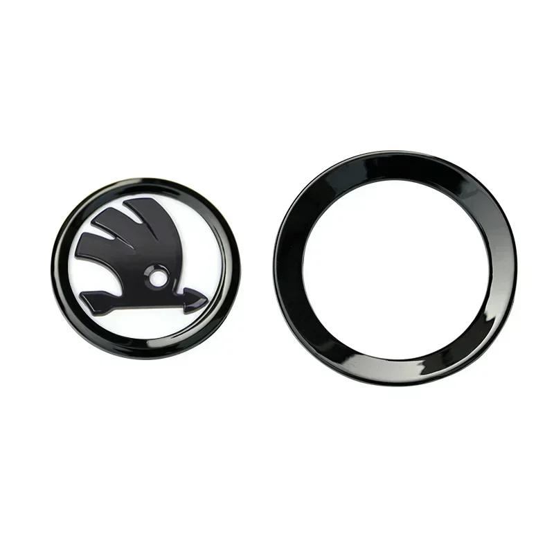 AAAJA1 2026 Hot For SKODA 46MM Car Steering Wheel Logo Emblem Sticker for Skoda Rapid Fabia Octavia Superb Laura VRS Yeti Kodiaq Karoq
