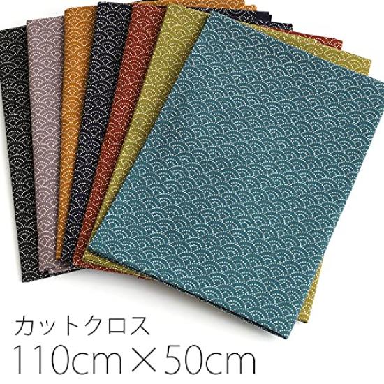 Lana cruda cortada Seigaiha japonés hecho en corte aproximadamente 110cm x tela azul marino, patrón, (patrón de onda), Algodón estilo japonés, Japón, tela, 88222,