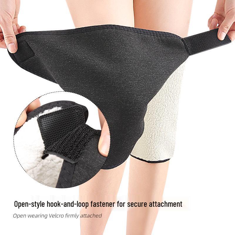 Unisex Double-Layer Lambswool Knee Pads - Thickened, Velvet, Velcro Fastened, Warm Insulation for Autumn/Winter