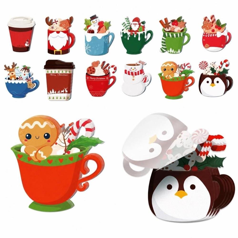12 Styles Tea Cup Note Pad Set Self-Stick Refrigerator Sticky Notes Christmas Gift Giving