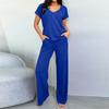 Women's Knit Loungewear Two-Piece Set with Pockets for Casual Home Wear