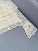 Off-White Romantic Retro Lace Flower Embroidered Mesh Shawl Top