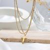 French Retro Three-Layer Chain Stacked Non-Fading Cross Pendant Necklace Collarbone Chain Men'S And Women'S Popular Jewelry