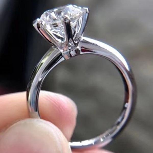 925 Silver Simple Engagement Wedding Rings for Women Fashion 1CT/2CT/ 3CT Cubic Zirconia Ring Bridal Jewelry Gift