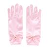 Women Elegant Satin Short Mittens Faux Pearl Pendant Decoration Solid Color Etiquette Gloves Dinner Party Opera Wedding Stage Performance