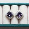 Elegant 925 Sterling Silver Clasp Earrings Created Square 8.0mm Color Change Alexander Nano Fine Jewelry for Women’s Birthday Gifts