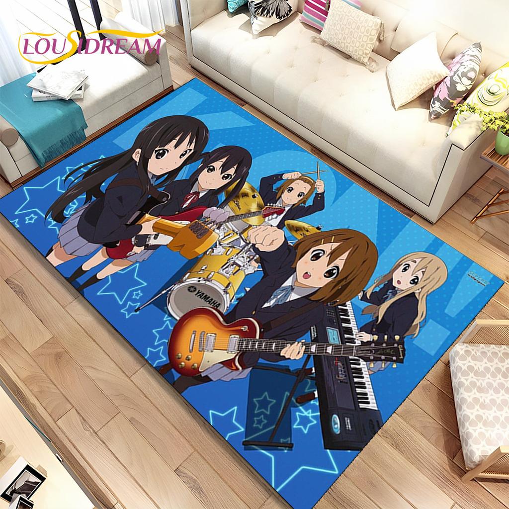 K-ON Kreskówka Urocza Lolita Kawaii Dziewczyny Dywanik Obszarowy, Dywanik Dywanowy do Salonu Sypialni Sofa Wycieraczka Dekoracja, Antypoślizgowa Mata Podłogowa 3D