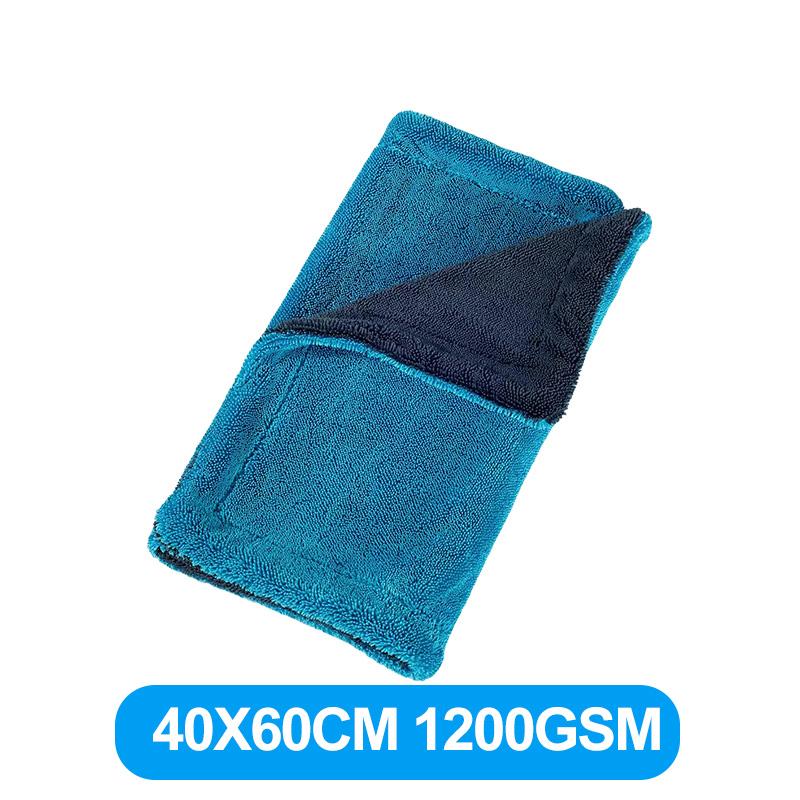 

SEAMETAL Полотенце для мойки автомобиля 1200GSM/600GSM Двустороннее полотенце Детейлинг автомобиля Ткань с крученым плетением Супервпитывающая тряпка 40x60cm B 1pc синий/серый