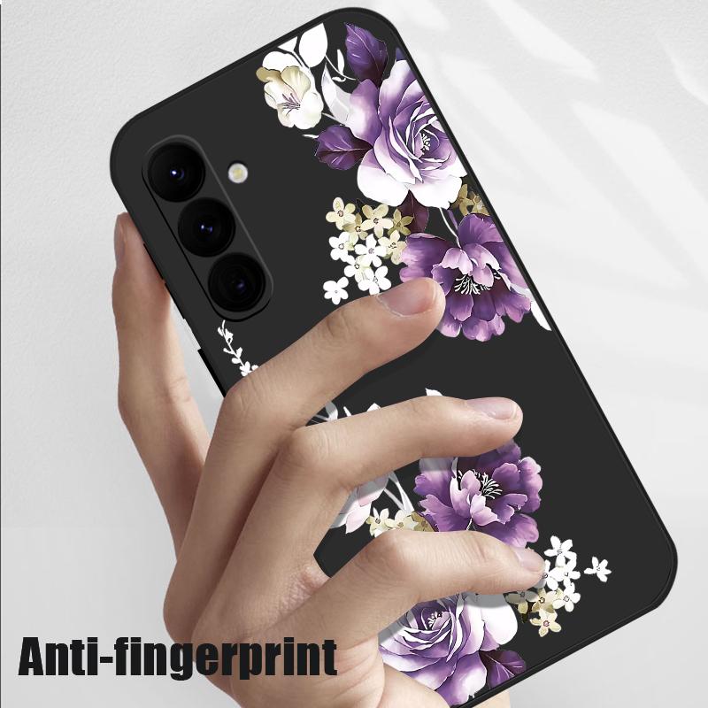 S25 Ultra Case Purple Peony Flower Cover For Samsung Galaxy S24 S22 Ultra S23 Plus S21 FE A54 A15 A35 A55 A16 A36 A56 5G Capa