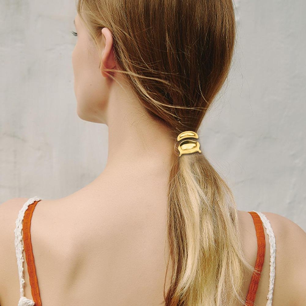 3Pcs Gold Gold Hair Cuffs 1 Inch Long Hair Ponytail Hair Accessories Ponytail Cuff  for Women