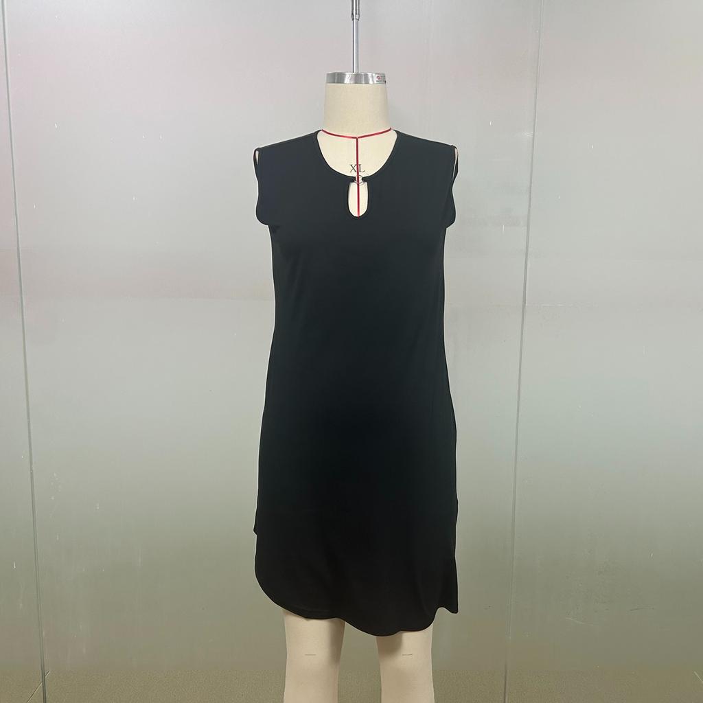 Women Casual Summer Printed Tank Sleeveless Dress Hollow Out Loose Beach Dress