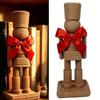 Kerstdecoraties Notenkrakers Soldaat Beeldjes met Geribbelde Afwerking, Gedurfde Rode Strikken en Rechthoekige Basis voor Feestelijke of Dagelijkse Planken, Entree,