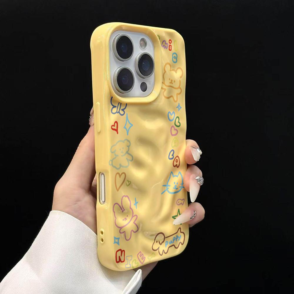 

Amiable Line Drawing Cartoon Phone Case For iPhone 17 16 15 14 13 12 11 Pro Max 14 Plus 17 Air Wrinkle Wave Soft Silicone Cover iPhone17
