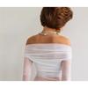 Tooxika Spring And Autumn Women's New Solid Color Slim Fashion One-shoulder Neck Mesh Long-sleeved Top