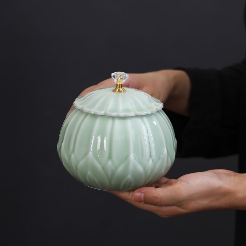 BRCeramic Tea Jar Sealed Storage Jar Chinese-style Retro Storage Can Tank Porcelain Pot Tea Box Organizer Canister Tin CanEY